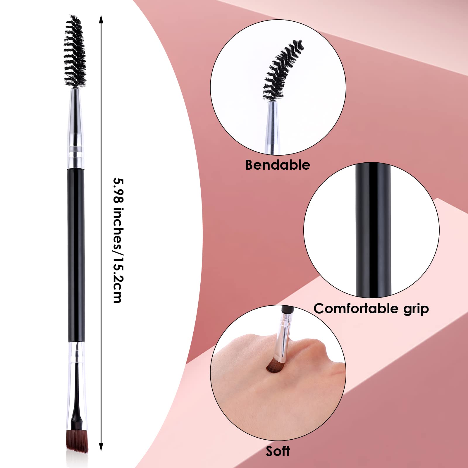 Professional Double Angled Eyebrow Brush Set - Ultra Thin Brow Brush with Spoolie for Precise Shaping | Perfect for Women, Makeup Artists & Stylists | Ideal for Everyday Makeup, Salon Use & Eyebrow Grooming
