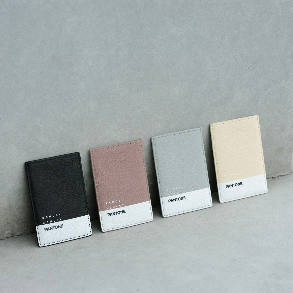 Premium Samuel Ashley x Pantone Genuine Leather Card Holder - Slim RFID Blocking Wallet for Men & Women - Perfect for Travel, Business & Everyday Use