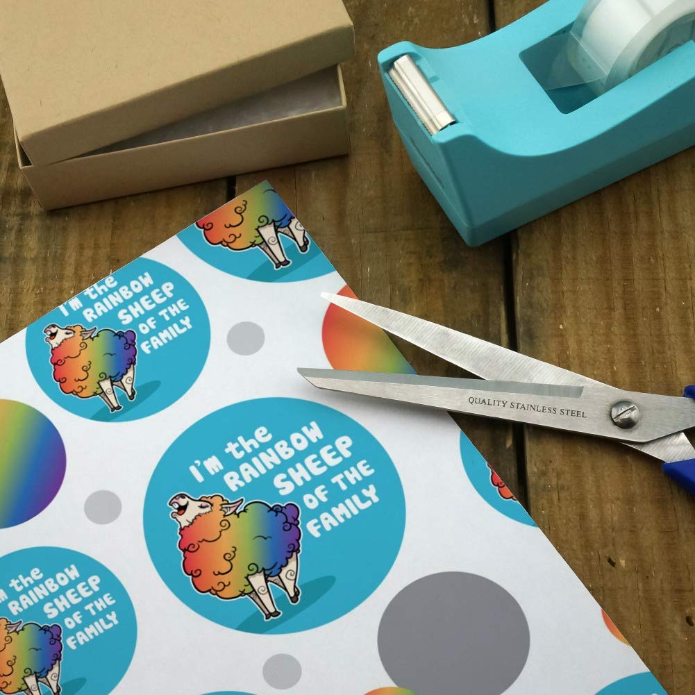Rainbow Sheep Family Gay Pride Wrapping Paper Roll - LGBTQ+ Celebration Gift Wrap for Birthdays, Parties & Pride Events