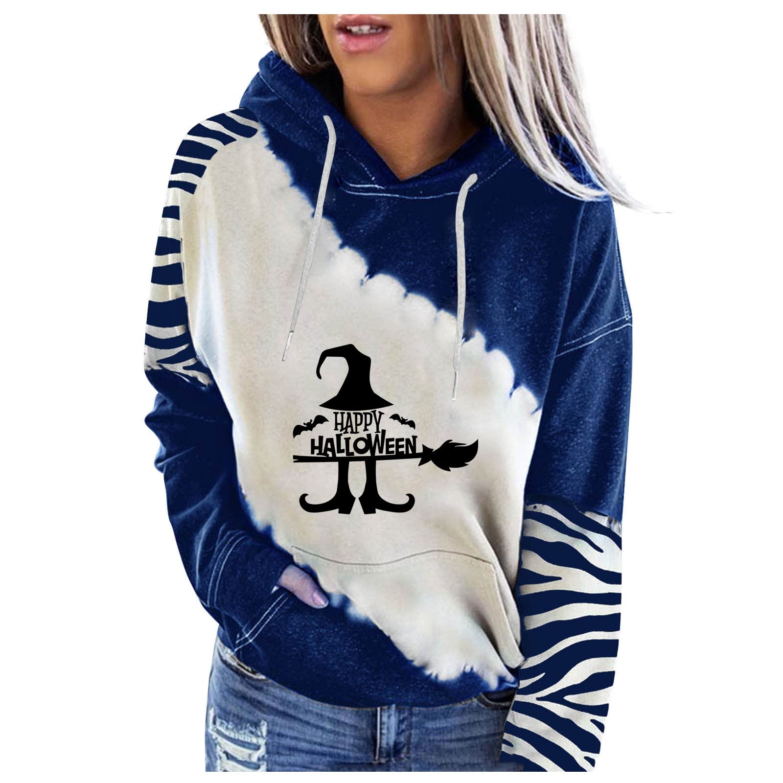 Women's Halloween Pumpkin Printed Pullover Sweater - Cozy Hooded Sweatshirt with Drawstring & Pocket for Fall, Winter, and Casual Outings