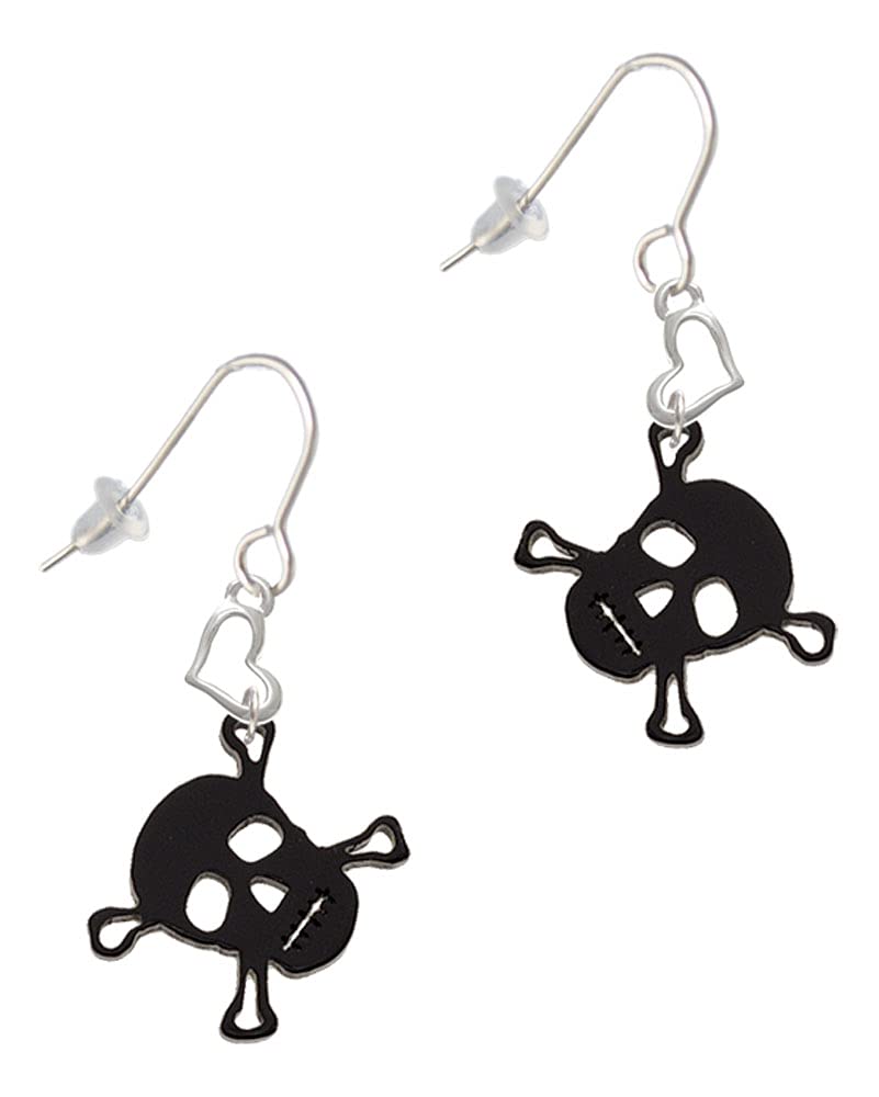 Delight Jewelry Acrylic Small Skull & Heart French Clip Earrings for Women - Gothic Punk Style Fashion Accessories for Parties, Halloween & Everyday Wear