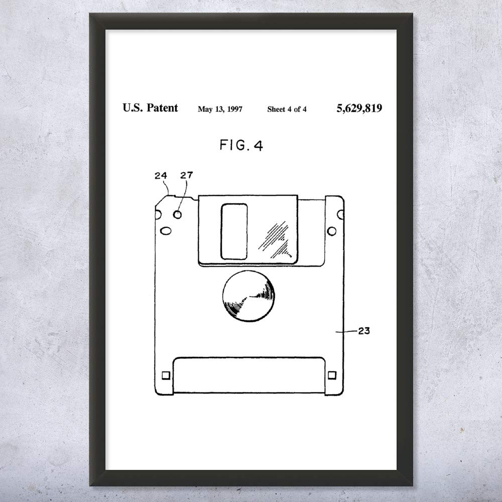 Vintage Floppy Disk Art Print - Unique Programmer Gift for Computer Science & IT Tech Enthusiasts - Black & White Computer Decor (9x12) - Perfect for Office, Geek Room & Tech-Themed Home Decor