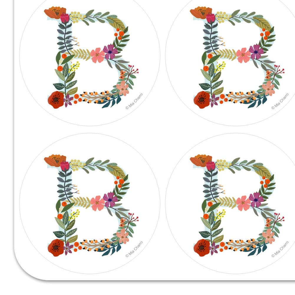 Floral Monogram Letter B Stickers for Planners, Calendars, Scrapbooking & DIY Crafts - Perfect for Bullet Journals, Scrapbook Pages, and Handmade Greeting Cards
