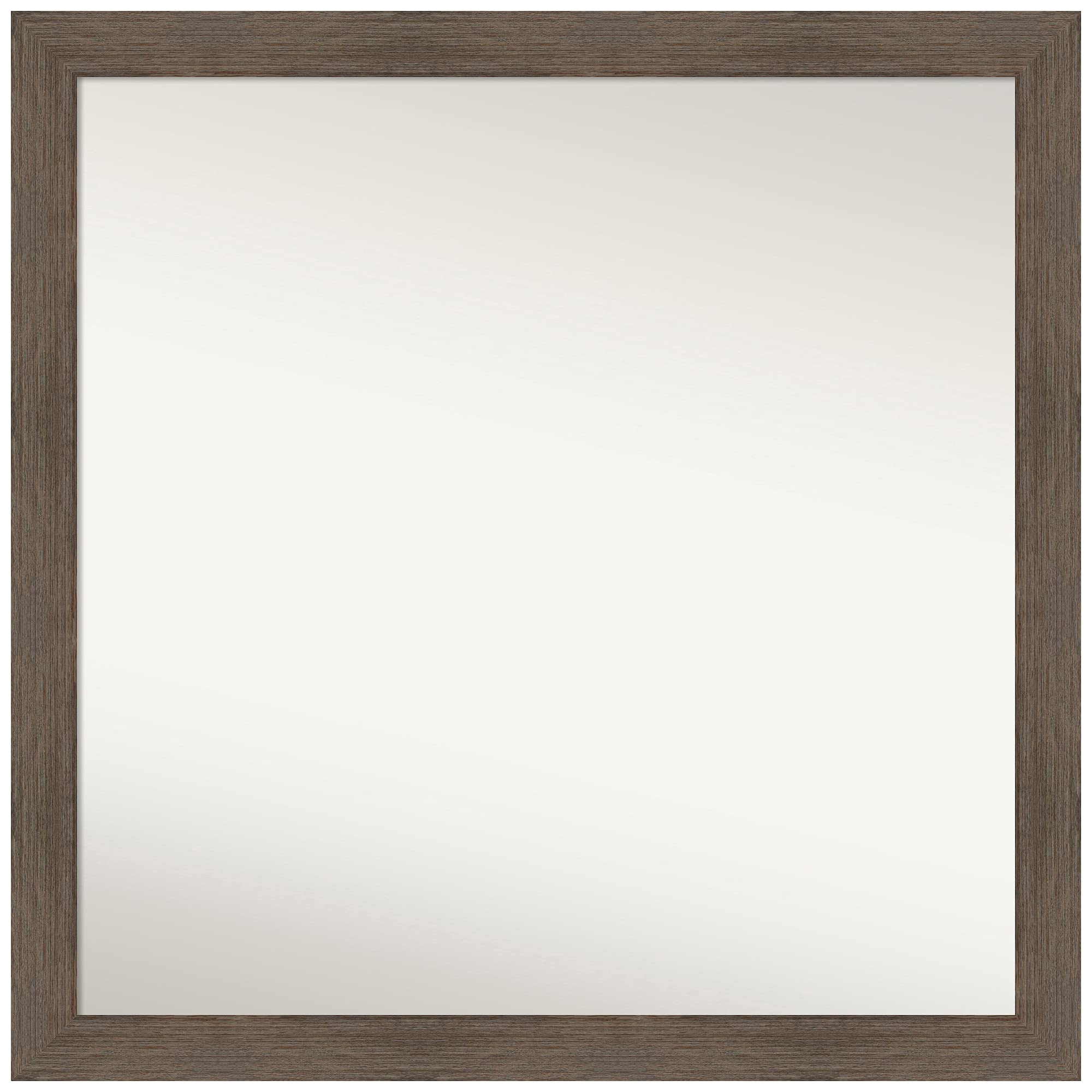 Amanti Art 28x28 Inch Non-Beveled Custom Wall Mirror with Hardwood Mocha Narrow Frame - Handcrafted Brown Bathroom Mirror for Vanity, Bedroom & Entryway - Available in Various Custom Sizes