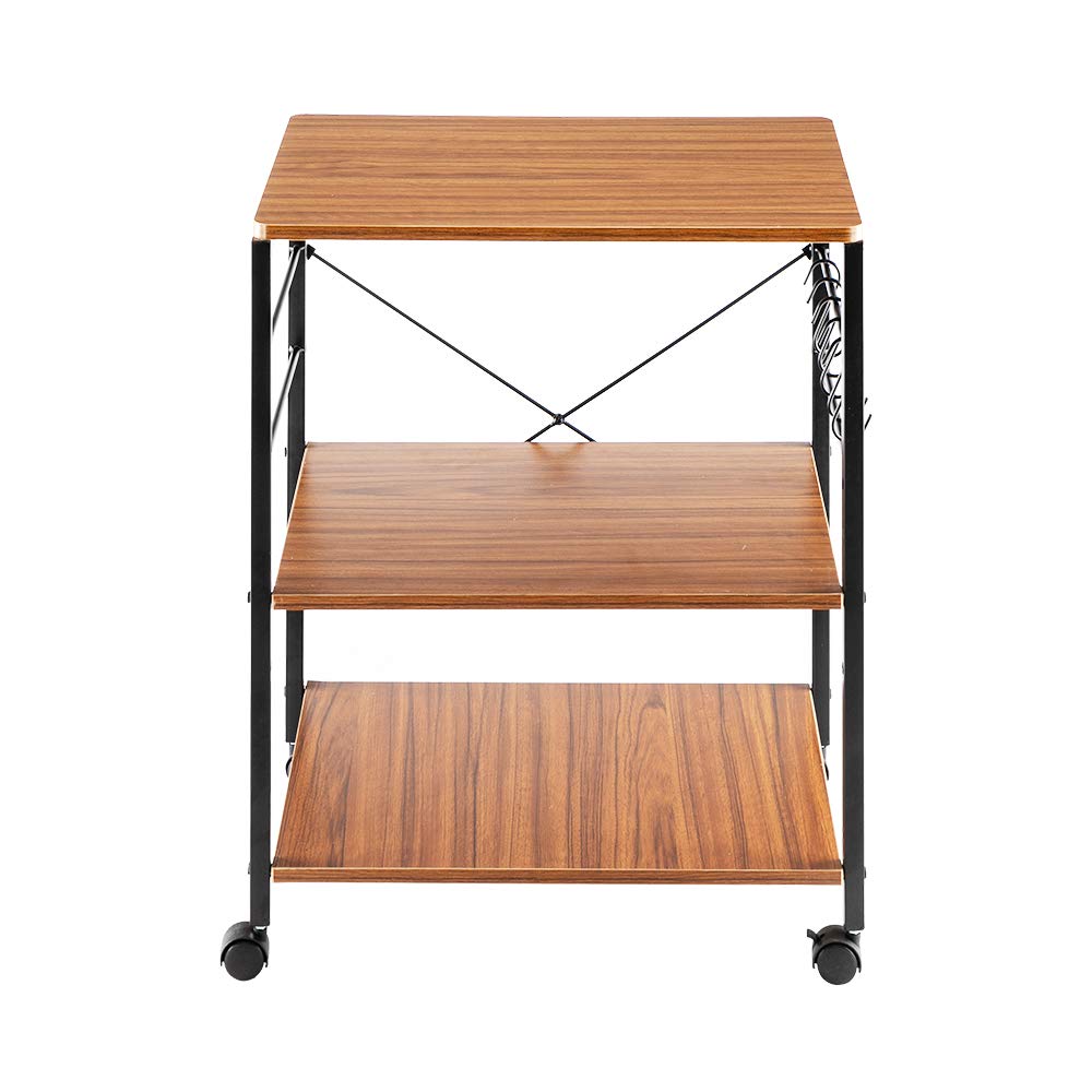 3-Tier Vintage Kitchen Cart - Rolling Bakers Rack for Microwave & Storage