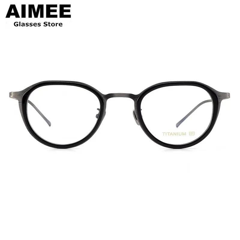 Unisex Full Rim Flat Top Oval Titanium Acetate Eyeglasses 10628 - Lightweight Durable Frames for Work, Reading & Everyday Wear