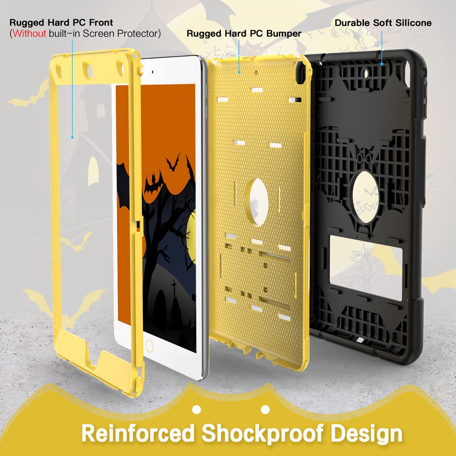 Shockproof Rugged Protective Case for iPad 6th/5th Generation (2018/2017), iPad Air 2 (2014), iPad 9.7