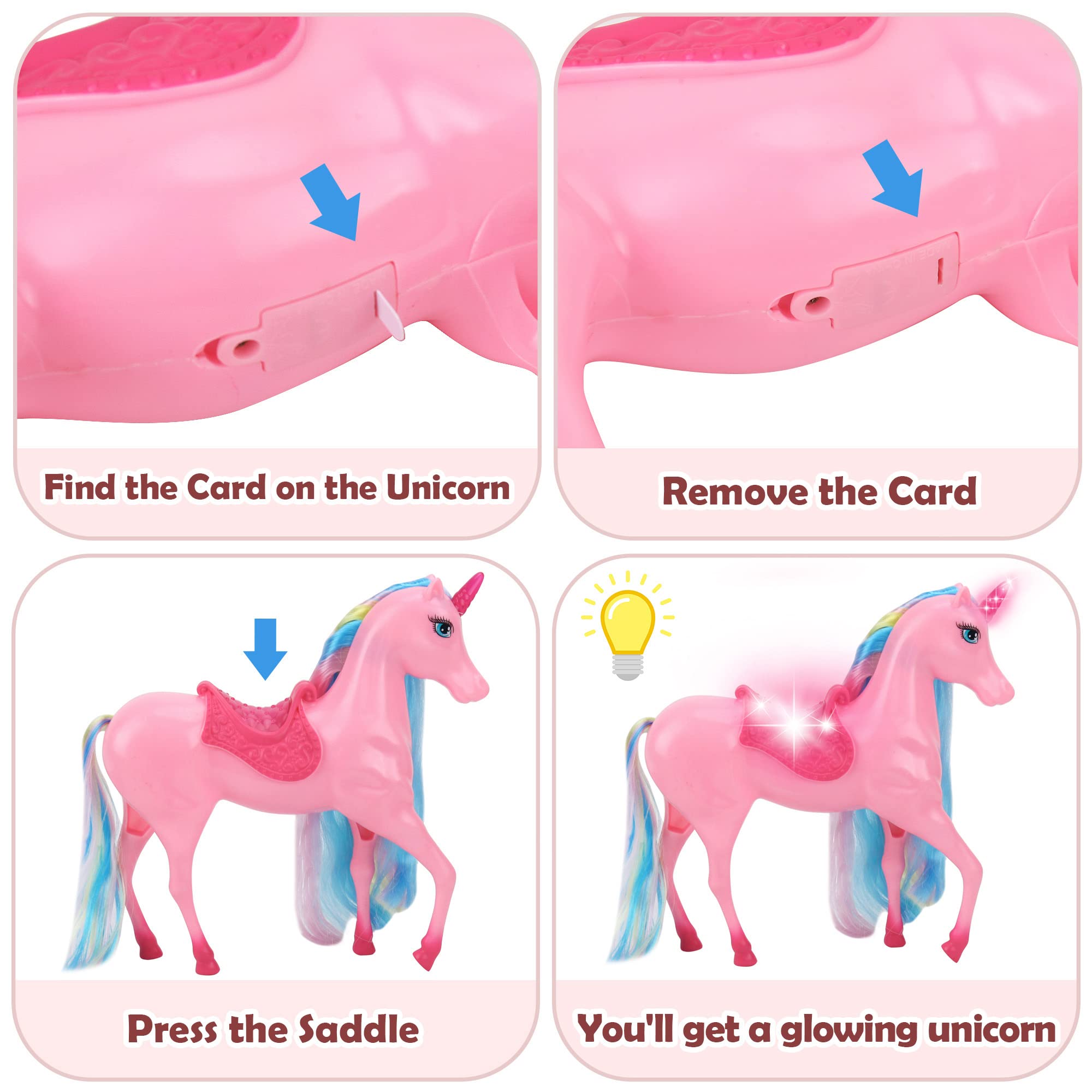 BETTINA Magical Light Up Unicorn Princess Doll Set - Glowing Unicorn Toys for Girls with Flowing Mane & Tail - Perfect Princess Gift for Kids - Birthday, Christmas & Playtime Fantasy Adventures