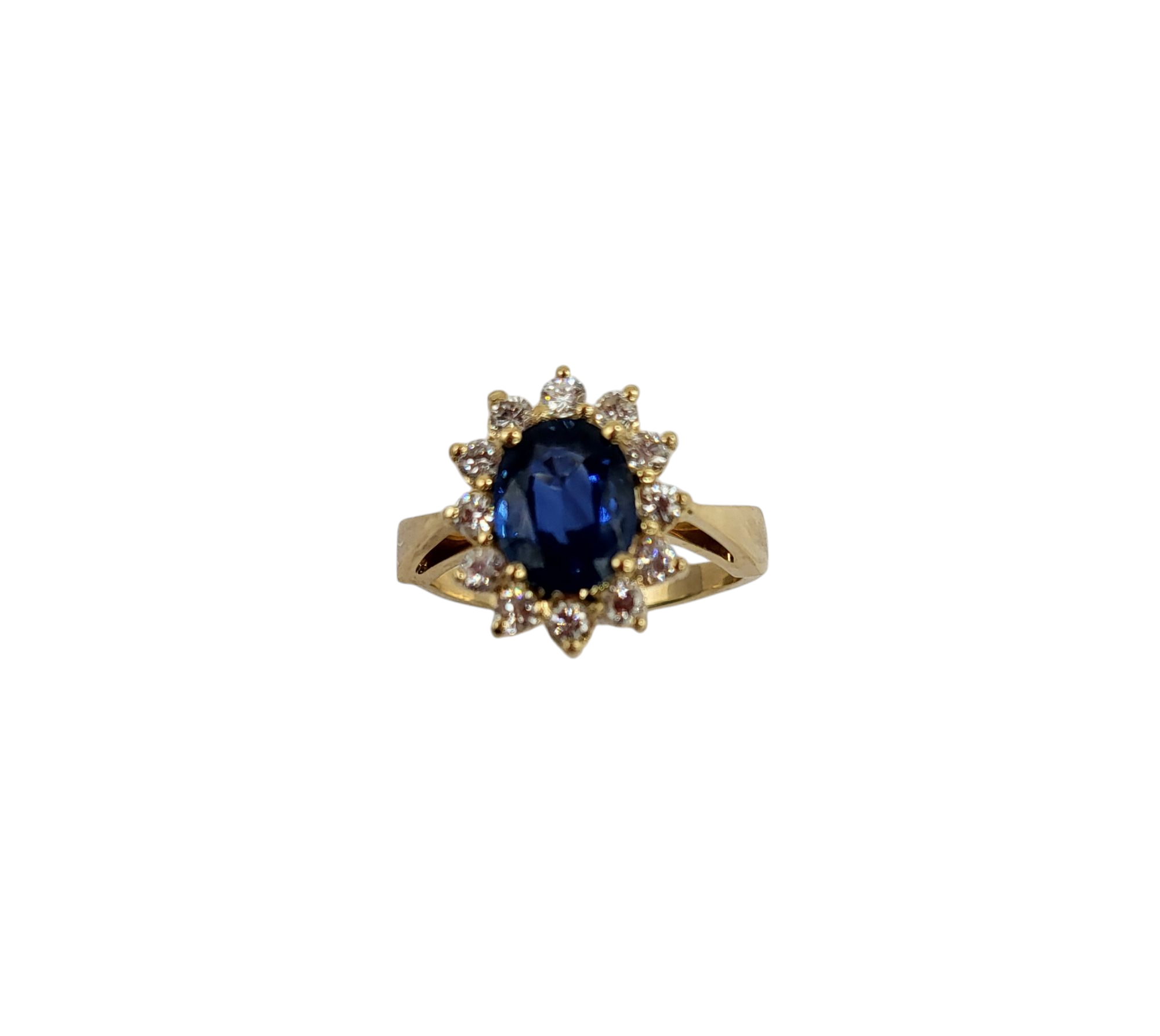 Exquisite Sapphire and Diamond Halo Ring - 14K White Gold Engagement Ring for Women, Perfect for Weddings, Anniversaries & Special Occasions