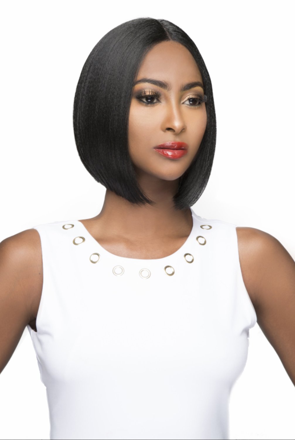 LH BUBBLE (BRED) - Brazilian Human Hair Blend Lace Front Wig for Women - Natural Looking Straight Hair with Baby Hair - Perfect for Daily Wear, Cosplay & Special Occasions