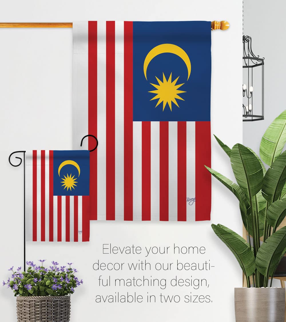 Breeze Decor Malaysia Garden Flag Set - Double-Sided Yard Banner for Home & Garden Decor