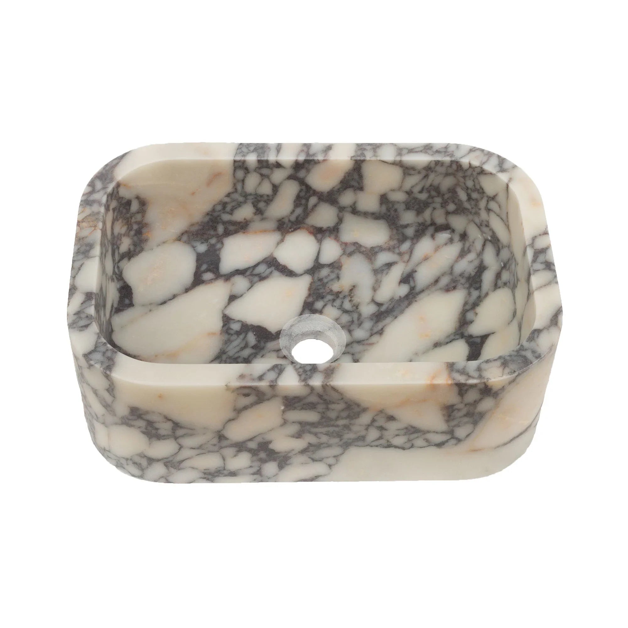 Calacatta Viola Marble Rectangular Wall-Mount Bathroom Sink - Premium Vanity Vessel for Modern Bathrooms | Perfect for Powder Rooms, Guest Baths & Luxury Home Renovations