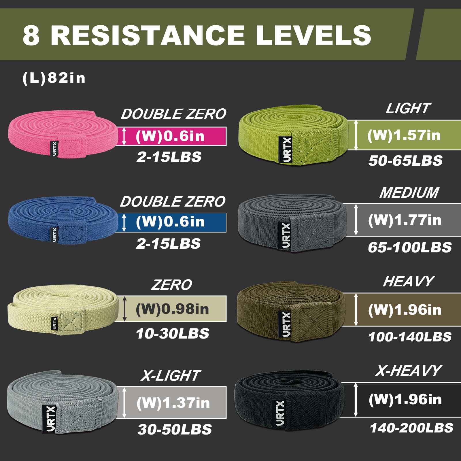 Premium VRTX Fabric Resistance Bands for Men & Women - Heavy Duty Exercise Bands for Strength Training, Yoga, Pilates, Physical Therapy - Non-Slip Soft Mesh Elastic Straps for Home Gym & Outdoor Workouts