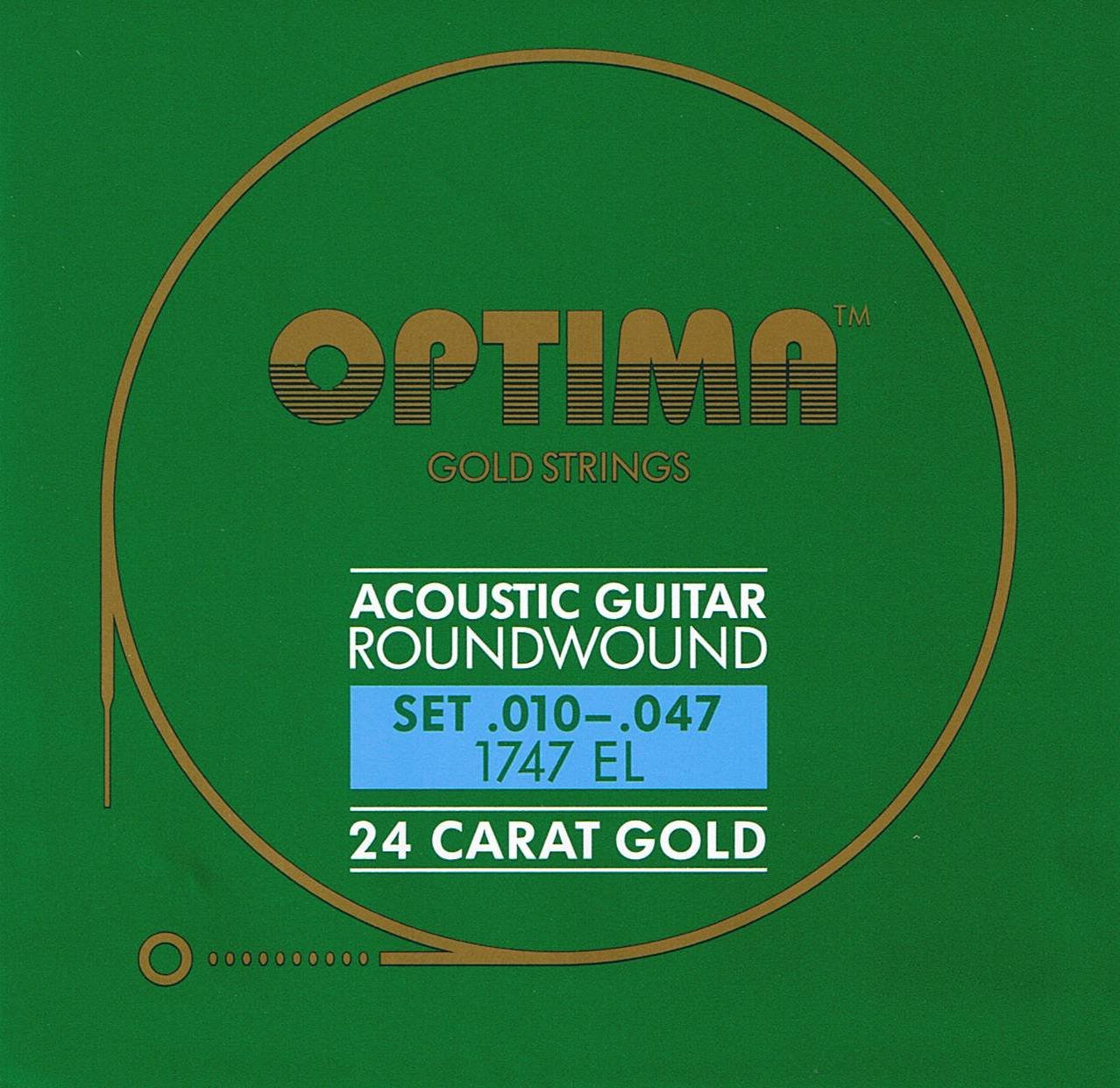 Optima 24K Gold Plated Acoustic Guitar Strings .010-.047 Gauge - Premium Bright Tone for Professional Musicians & Beginners - Perfect for Live Performances, Studio Recording & Practice Sessions
