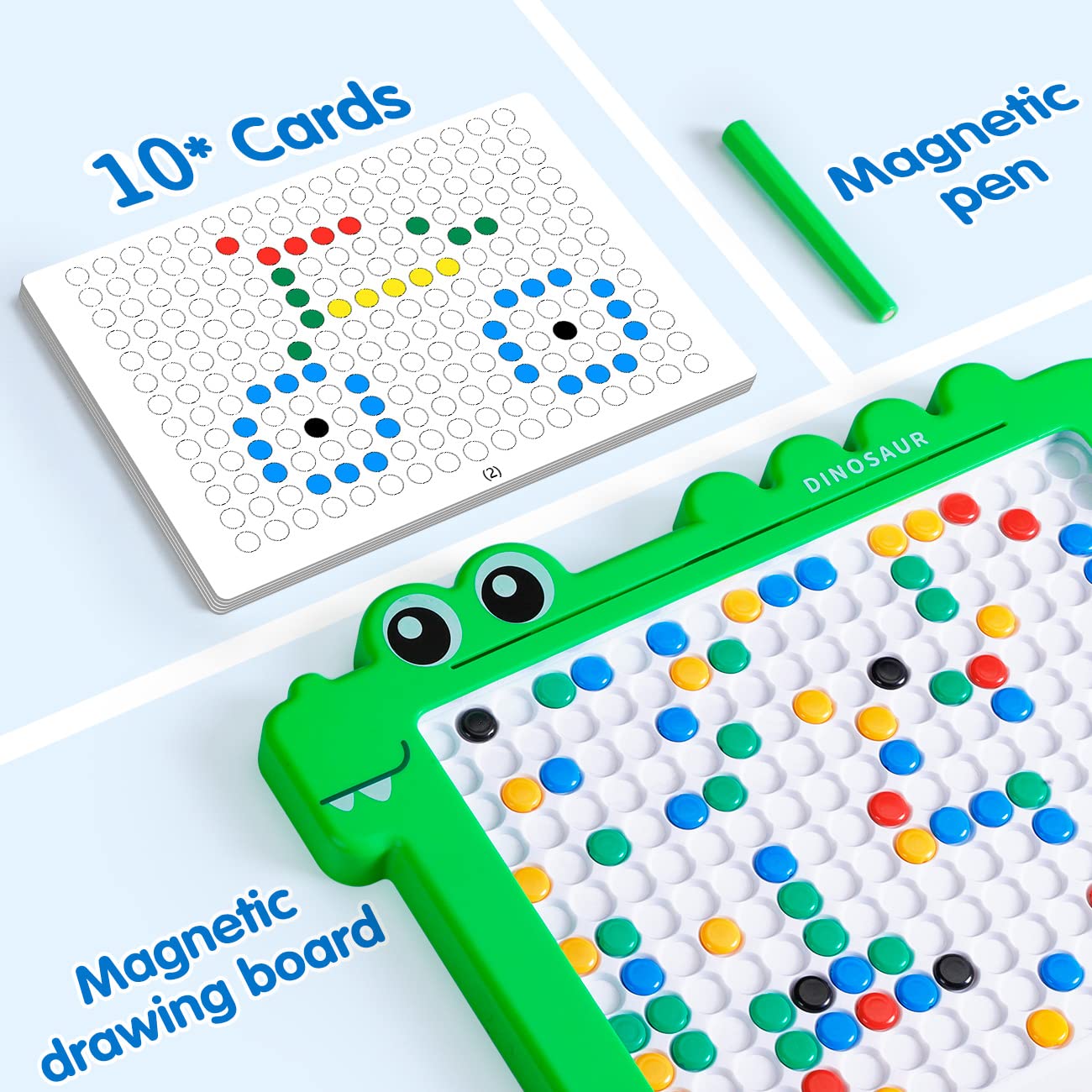 Magnetic Drawing Board for Kids Ages 2-8 - Doodle Board Educational Toys for Toddlers & Preschoolers - Travel Dinosaur Art Set - Perfect Birthday Gift for Boys & Girls - Ideal for Home, Car Rides & Classroom Learning Activities