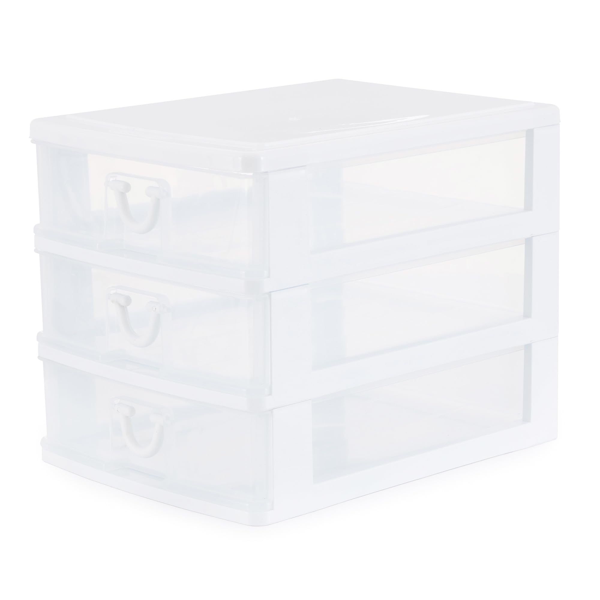 Gracious Living Deluxe 3-Drawer Desktop Organizer - White/Clear (2 Pack) | Perfect for Craft Storage, Office & School Supplies | Ideal for Home, Office & Classroom Organization