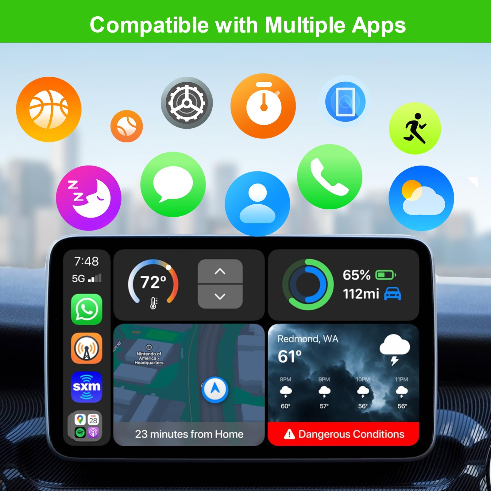 Wireless CarPlay Adapter for iPhone - Fast & Stable Wired to Wireless Converter - Plug & Play CarPlay Dongle Compatible with Apple iOS 10+ & Cars 2015+ - Perfect for Hands-Free Driving & Seamless Music Streaming