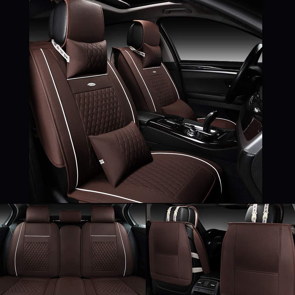 Premium 5-Seat Faux Leather Car Seat Covers Full Set - Universal Fit for Most Sedans, SUVs & Trucks - Waterproof Vehicle Seat Protectors - Durable & Stylish Interior Upgrade (Perfect for Daily Commute, Road Trips & Family Travel)
