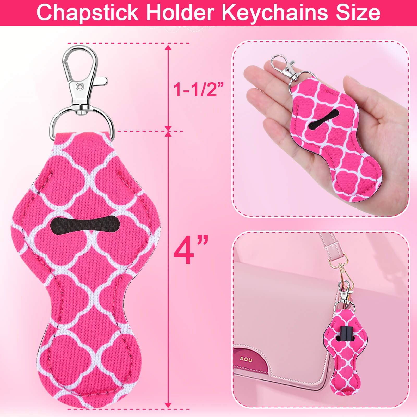 Caffox 30Pcs Chapstick Holder Keychain with Clip - Bulk Lip Balm, Lipstick & Lipgloss Holder for Lanyards & Keychains - Perfect for Gym, Travel, and Everyday Use