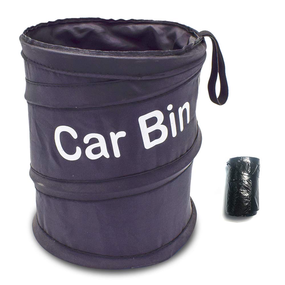 Portable Car Trash Can with Garbage Bags - Foldable Auto Waste Bin for Vehicles, Travel & Road Trips - Ideal for Roadside Cleanup, Camping & Outdoor Adventures