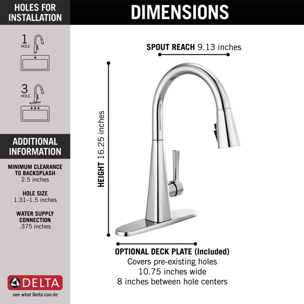 Delta 19802Z-DST Chrome Pull-Down Kitchen Faucet with Magnetic Docking Spray Head - Modern Single Handle Sink Faucet for Easy Cleaning & Cooking | Perfect for Home Kitchens, Restaurants & RV Use
