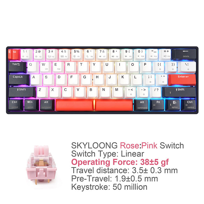 SKYLOONG GK61 QMK/VIA Wireless 60% Mechanical Keyboard - Compact Bluetooth Gaming Keyboard for PC, Mac, Laptop - Perfect for Typing, Programming & Esports
