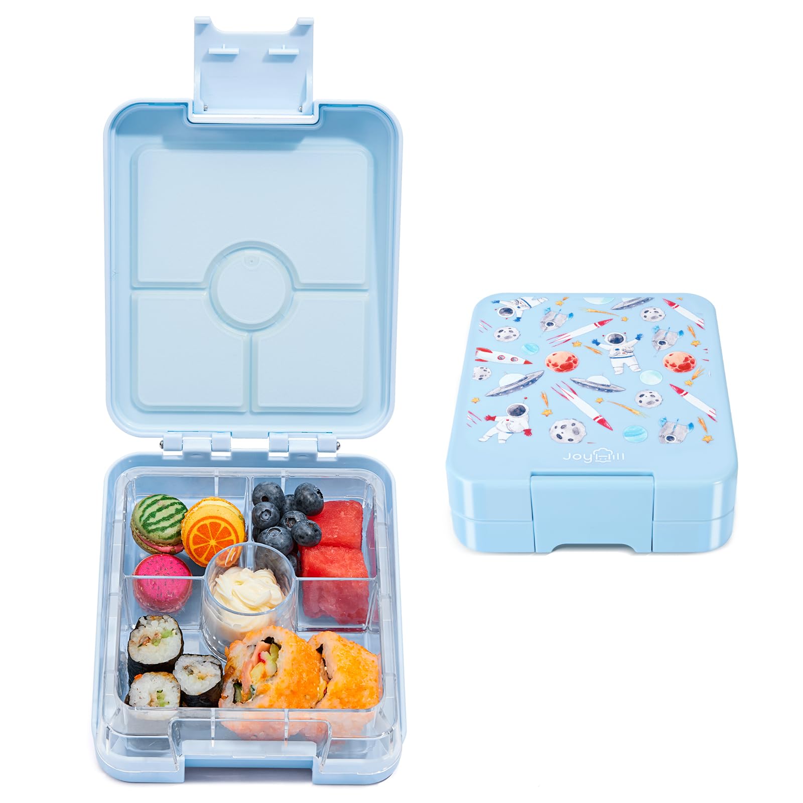 JOYHILL Leak Proof Bento Lunch Box for Kids & Adults - 4-6 Compartment BPA-Free Food Container for School, Office, Daycare & Travel (Space Blue) | Perfect for Meal Prep, Picnics & Healthy Eating On-The-Go