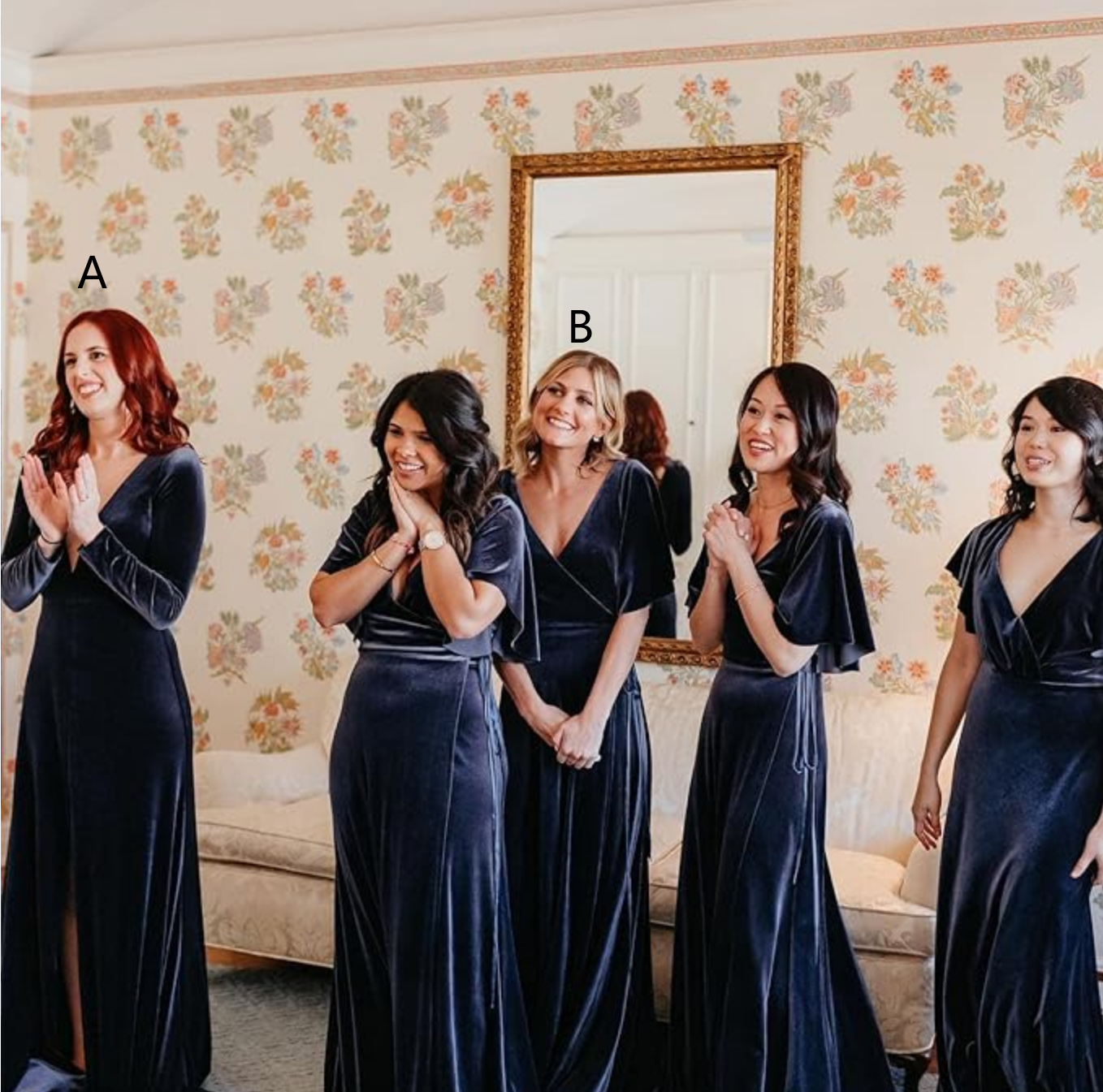 Elegant Navy Blue Velvet Bridesmaid Dresses for Winter Weddings - Mismatched Long Sleeve Formal Guest Dress for Bridal Party, Christmas & Holiday Events