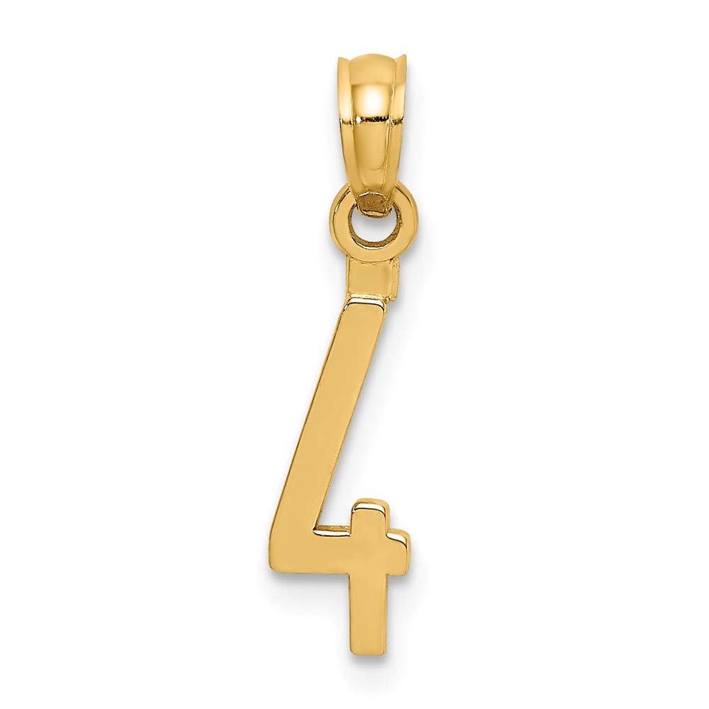 14K Yellow Gold Number 4 Charm Necklace - Milestone Birthday & Anniversary Pendant with 18