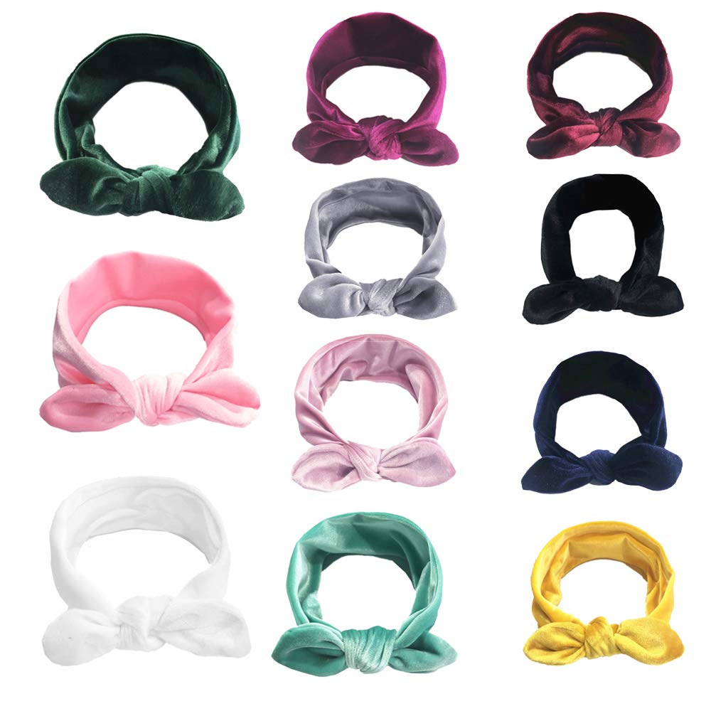 11Pcs Velvet Hair Bows for Toddler Girls - Soft Ribbon Headbands & Big Bow Hair Accessories for Baby, Kids - Perfect for Parties, Holidays & Daily Outfits