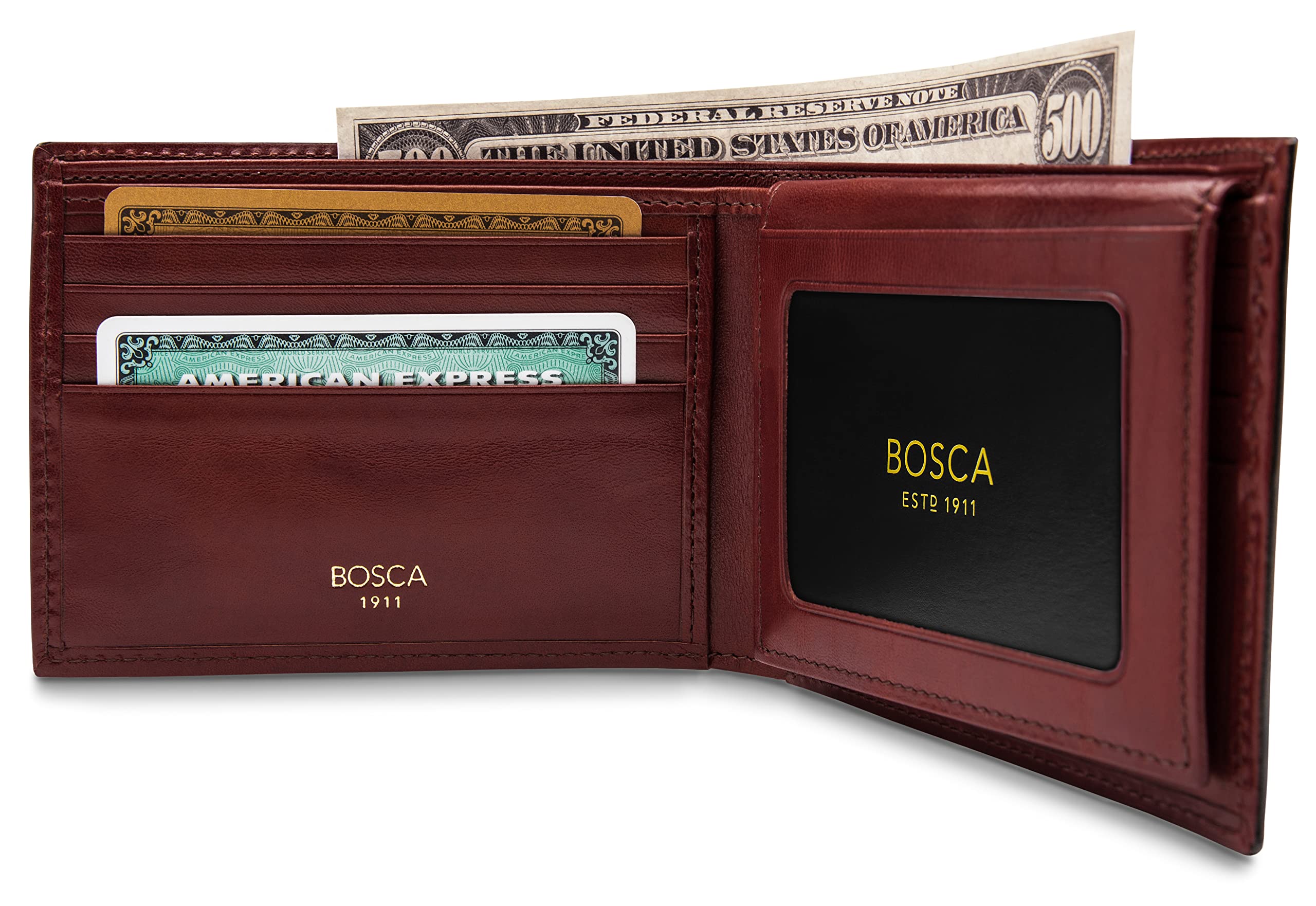 Premium Bifold Leather Wallet for Men - 8 Card Slots & Removable ID Passcase | Hand-Stained Genuine Leather | Gift Box Included (Dark Brown) | Perfect for Everyday Carry, Business & Travel