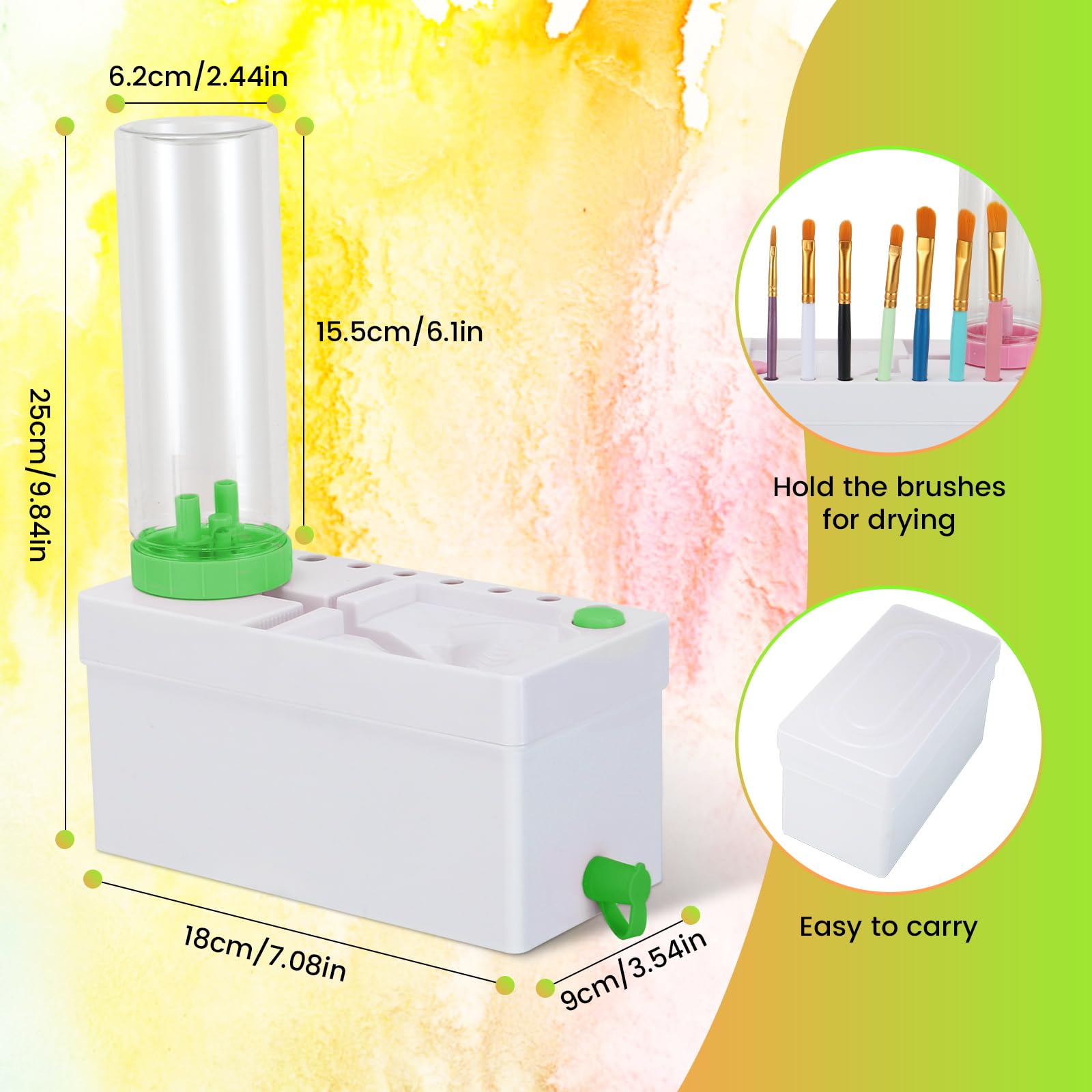 Upgraded 4-in-1 Paint Brush Cleaner & Holder with Palette - Professional Brush Rinser for Acrylic, Watercolor & Water-Based Paints - Perfect for Artists, Hobbyists & DIY Painting Projects - Includes Paint Tray (Green)