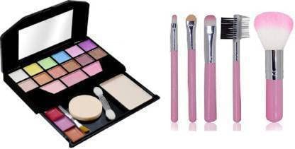 5-Piece DATNASAYAD Makeup Brush Set with Mini Makeup Kit - Perfect for Travel & Professional Makeup Application