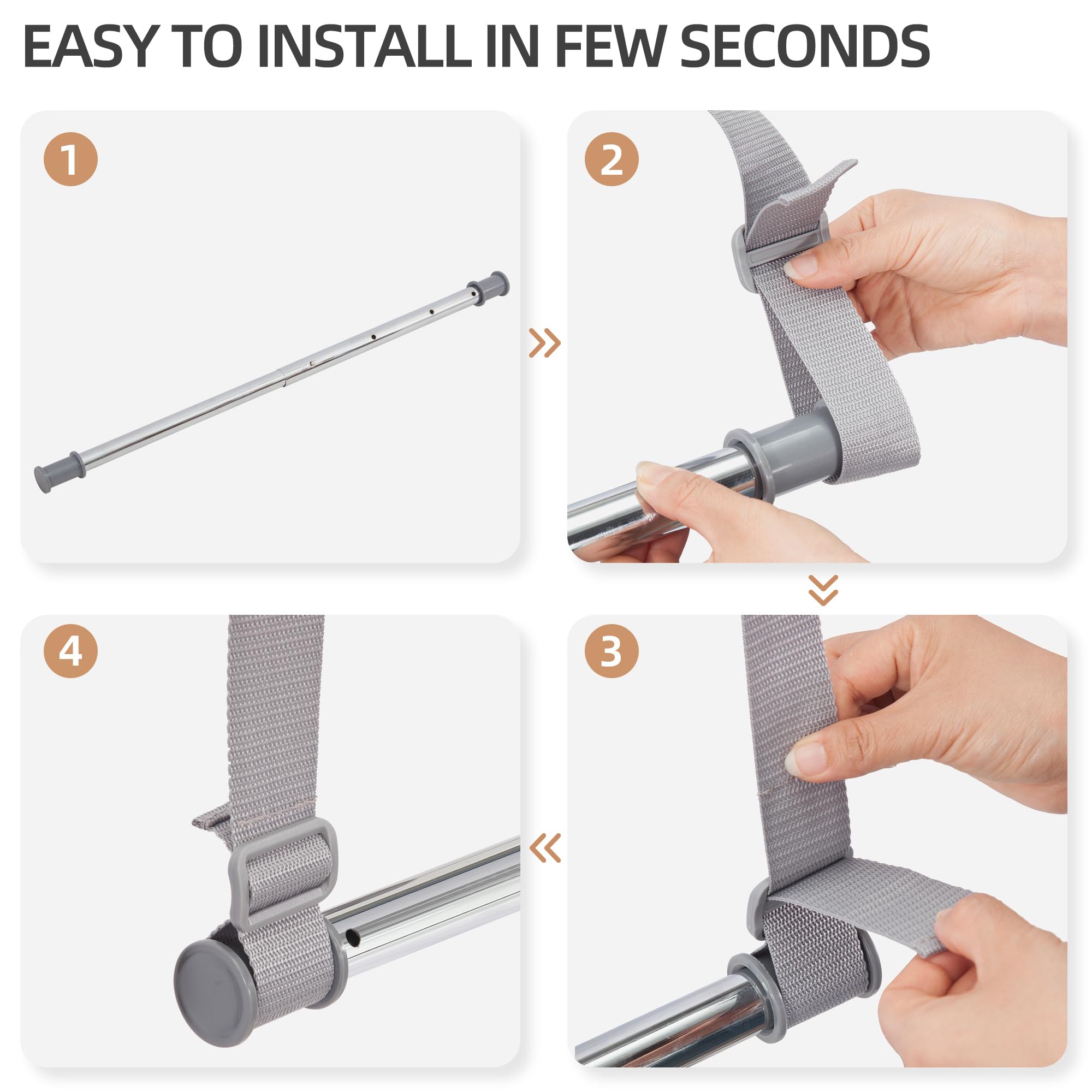 STORAGE MANIAC Adjustable Hanging Closet Rod Organizer - Extendable Space Saving Clothes Hanger Bar for Wardrobe - Double Rod Closet Extender (1 Pack, Webbing) - Perfect for Small Closets, Dorm Rooms & Apartment Organization