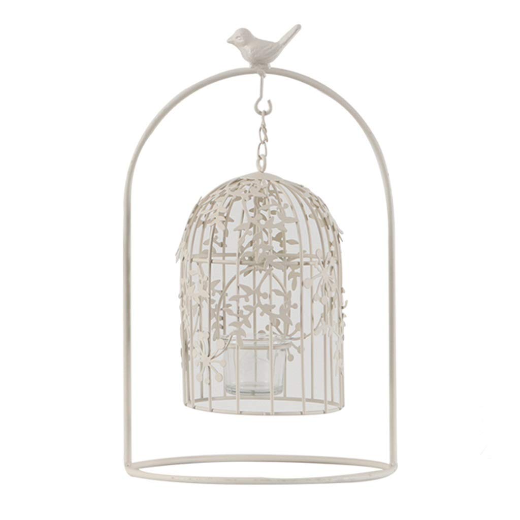 Vintage White Metal Hollow Bird Cage Decorative Centerpiece - Crystal Money Tree & Iron Candle Holder for Wedding, Party Decor - Feng Shui Wealth & Luck Home Decor (Large Size) | Perfect for Table Centerpieces, Garden Decor, and Gift Giving