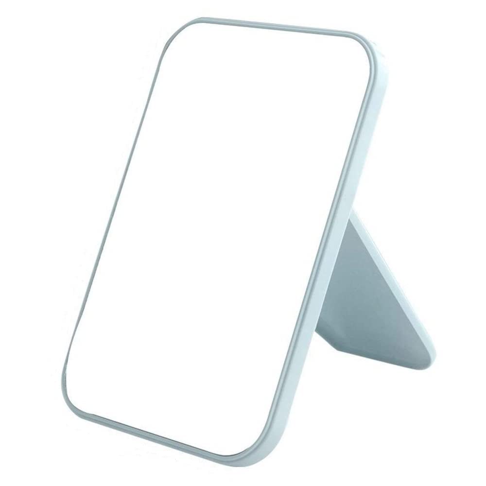VRUNDAVAN CARE Foldable Desktop Makeup Mirror with Stand - Portable Small Vanity Mirror for Tabletop, Bathroom, Desk & Bedroom - Perfect for Travel, Home & Salon Use (Blue)