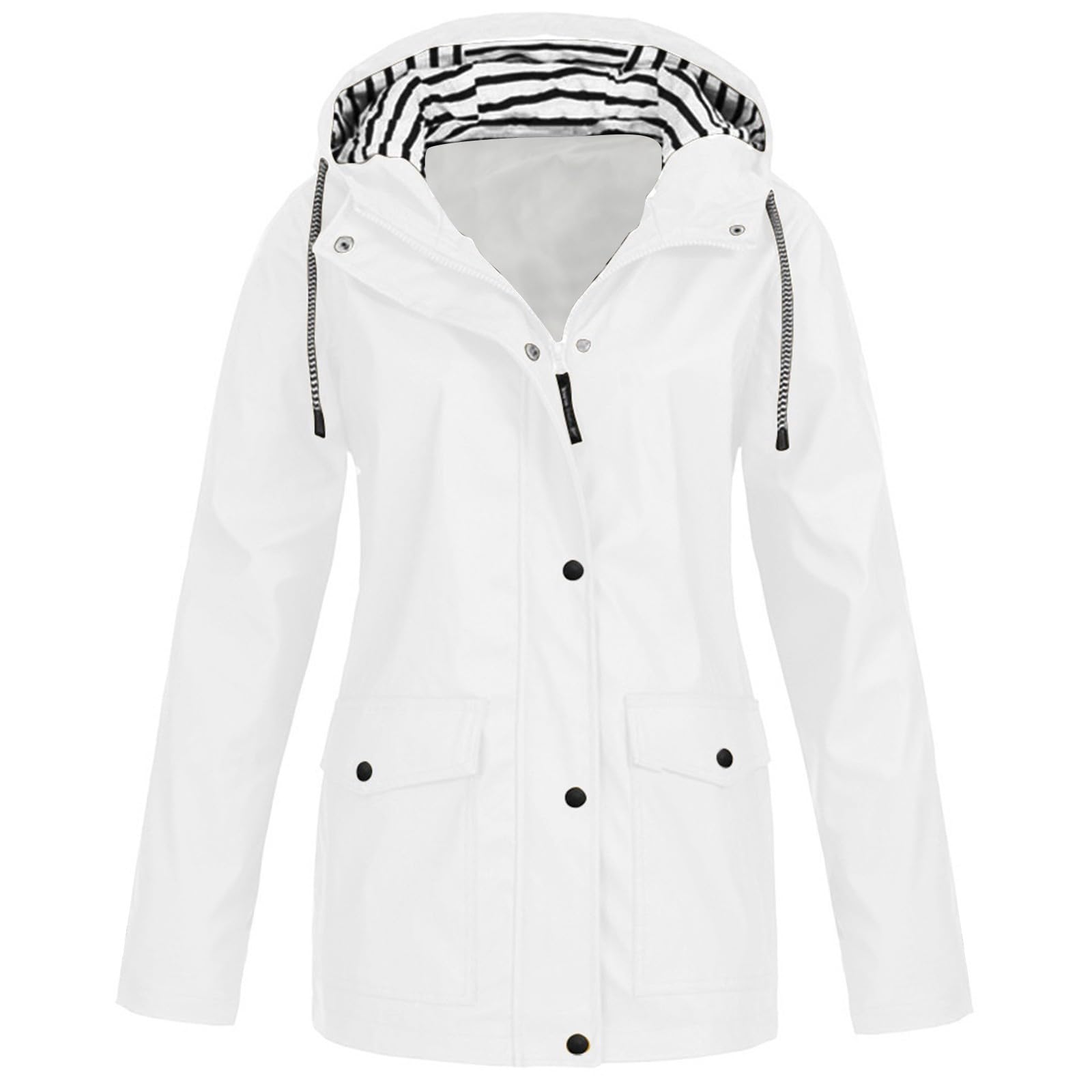 NaRHbrg Women's Lightweight Waterproof Rain Jacket with Hood - Windproof Active Outdoor Windbreaker, Plus Size for Girls - Perfect for Hiking, Running & Travel