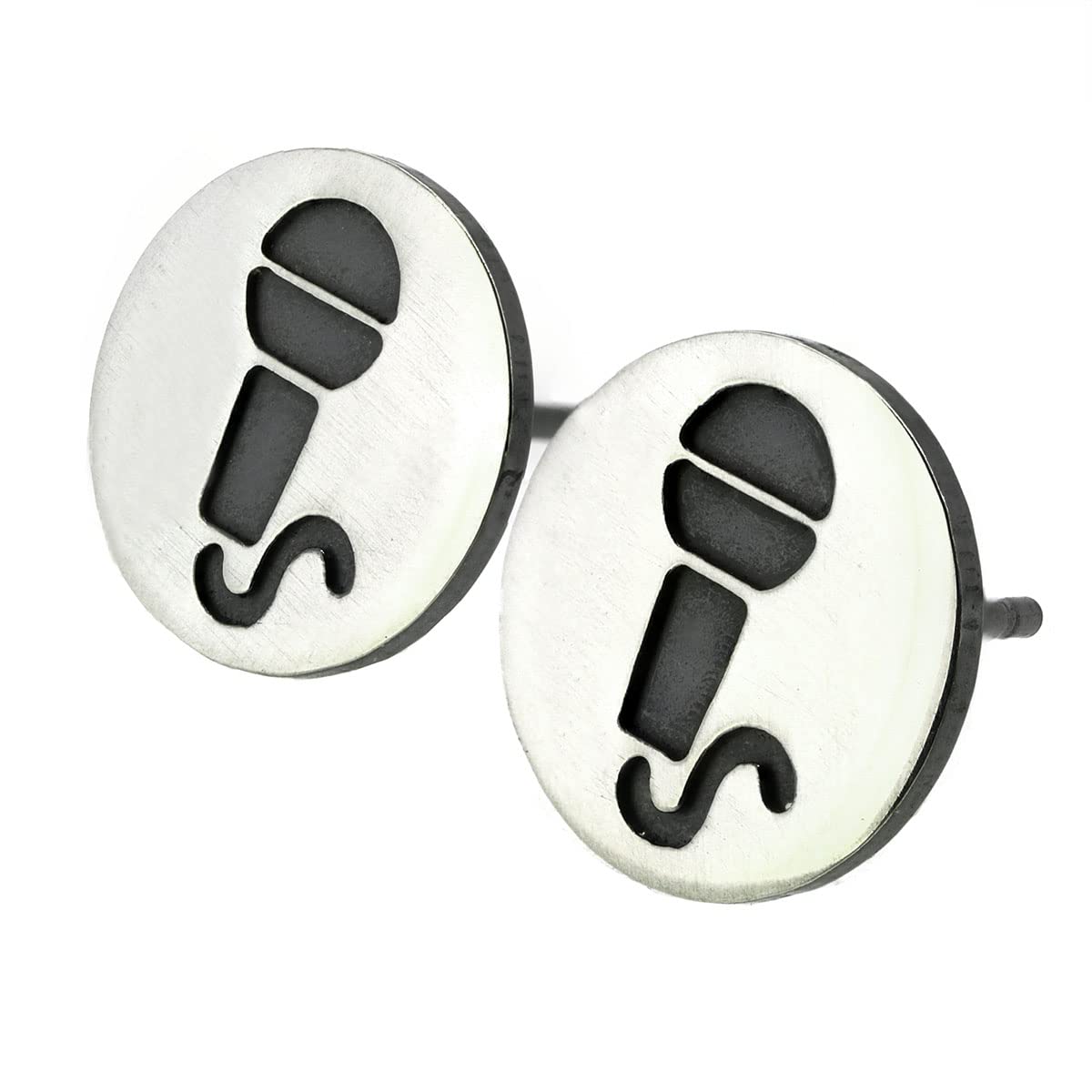 Handmade Polished Sterling Silver Microphone Stud Earrings - USA Made | Perfect for Musicians, Performers & Music Lovers