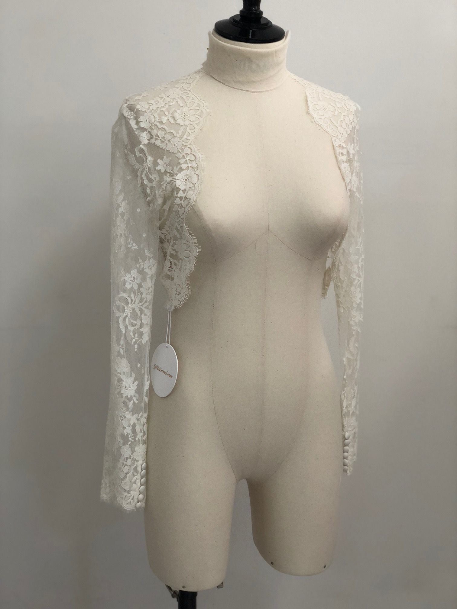 Elegant Catherine Bridal French Lace Sheer Tulle Bolero Cover Up Shrug - Perfect for Weddings, Bridal Showers & Formal Events
