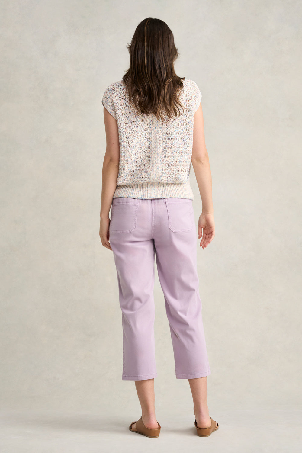 Women's Cream Multi Fleck Tape Yarn Knit Top - Soft & Stylish Casual Wear for Everyday Outfits