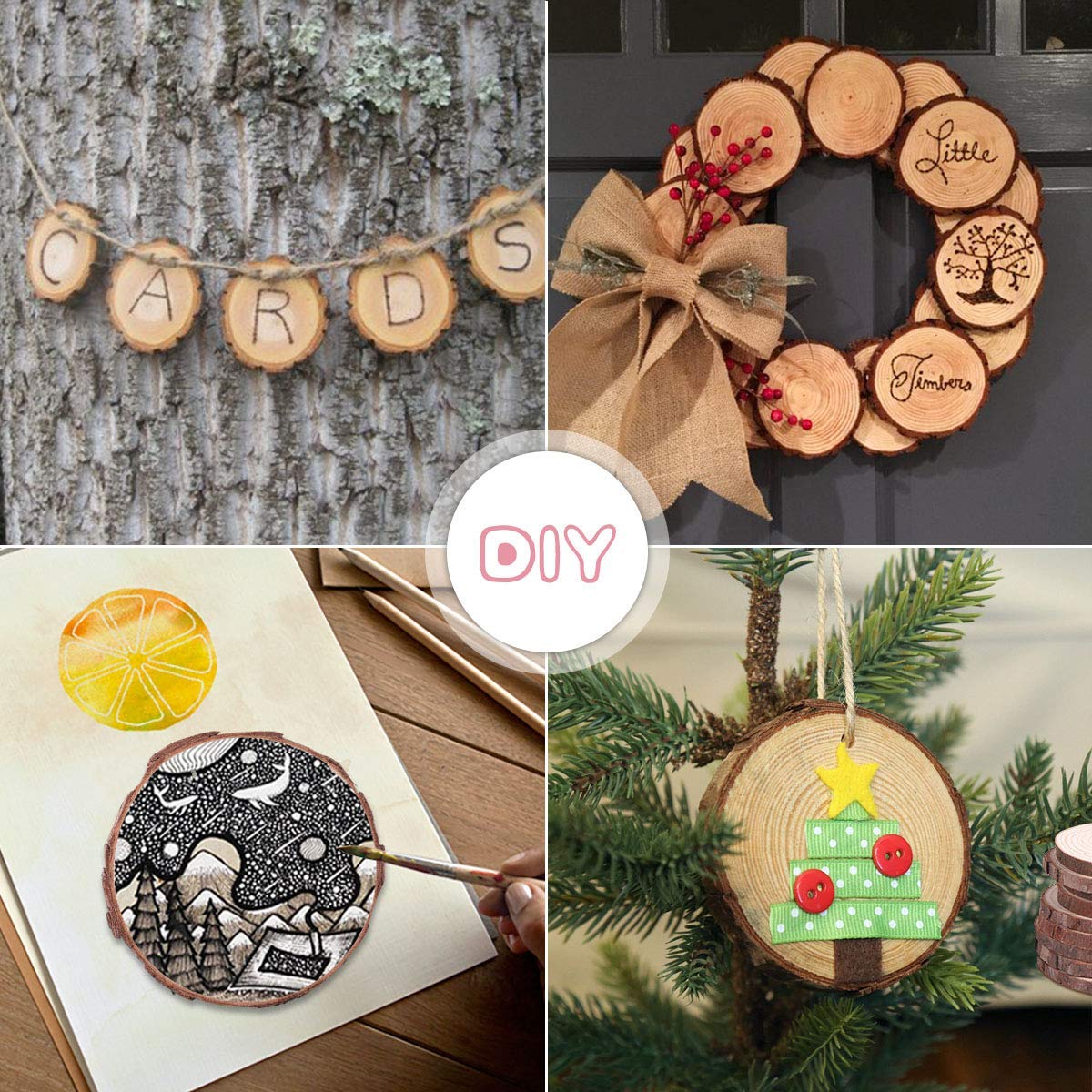 MAOM 25-Pack Natural Wood Slices 3