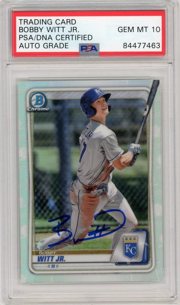 Bobby Witt Jr. 2020 Bowman Chrome Refractor Autographed Baseball Card #BD-152 PSA 10 Gem Mint - Rare Collectible for Sports Memorabilia & Trading Card Investors