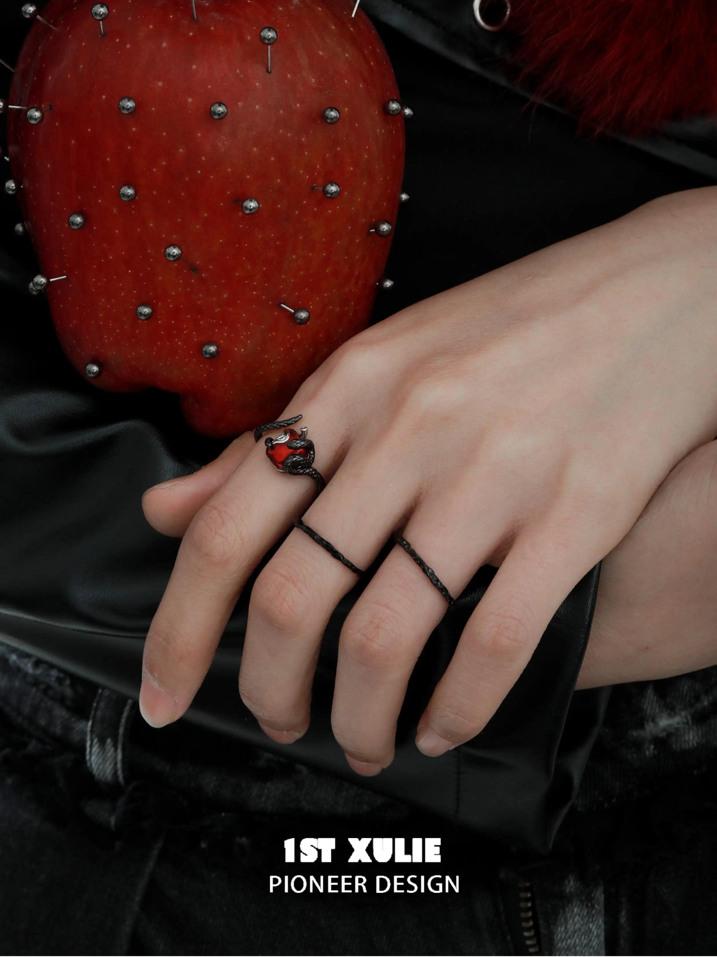 Forbidden Love Viper's Apple S925 Sterling Silver Open End Ring™ - Elegant Gothic Jewelry for Women, Unique Statement Piece for Parties, Weddings & Everyday Wear