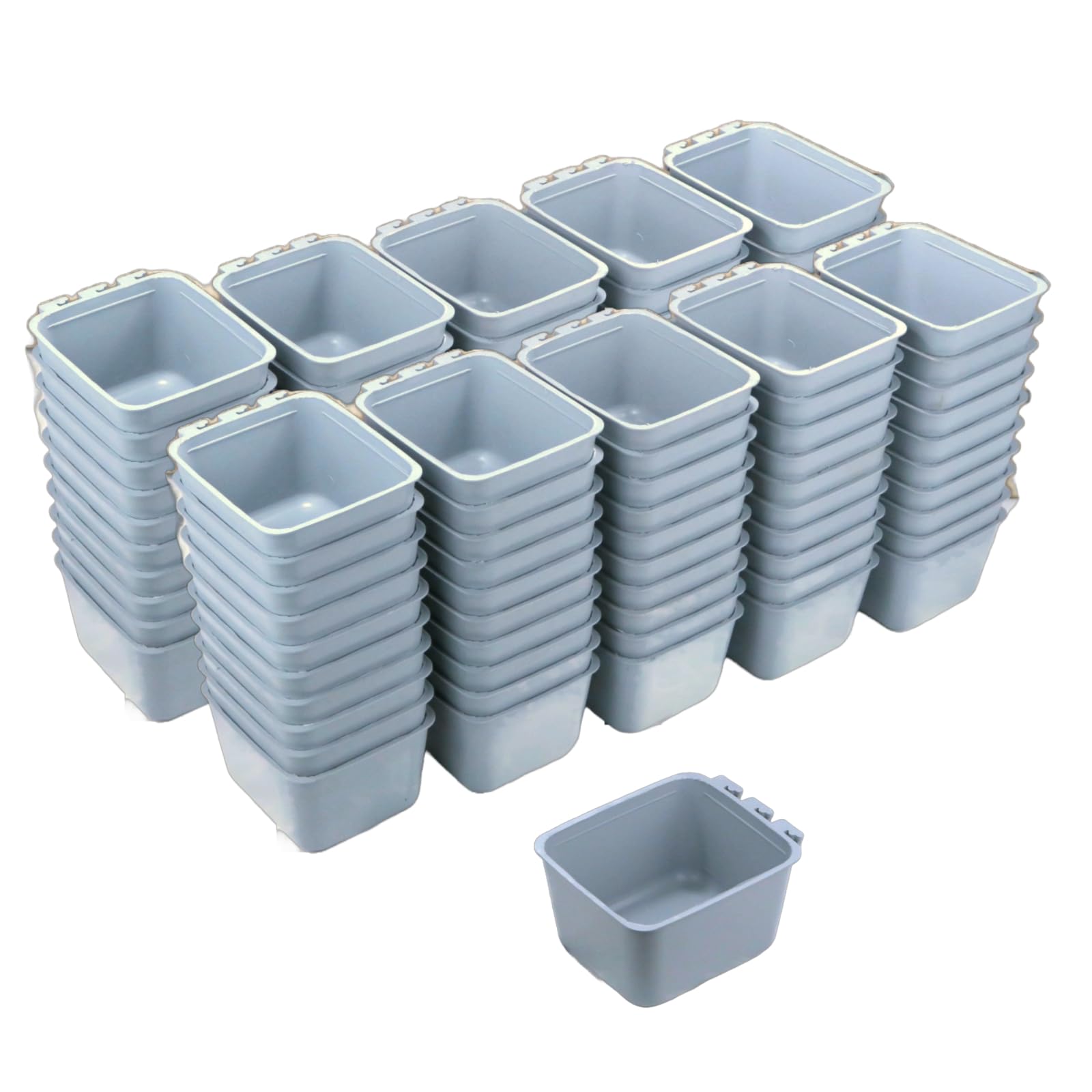 100-Pack Gray Cage Cups for Pets - 16 fl oz (1 Pint) Hanging Feed & Water Bowls - Durable for Birds, Rabbits & Small Animals - Perfect for Cages, Coops & Outdoor Use