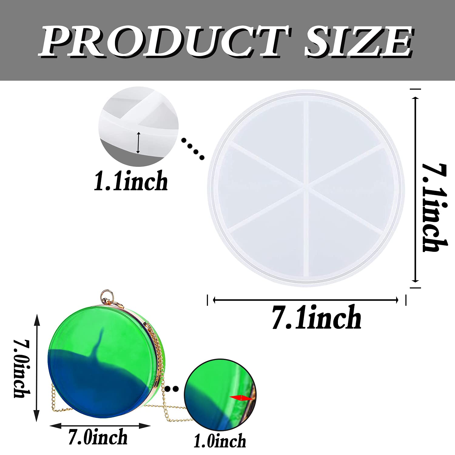 Resin Clutch Bag Silicone Mold for DIY Crafting - Round Shaker Purse Mold with Tools (1pc) - Perfect for Handmade Jewelry, Gifts & Resin Art Projects