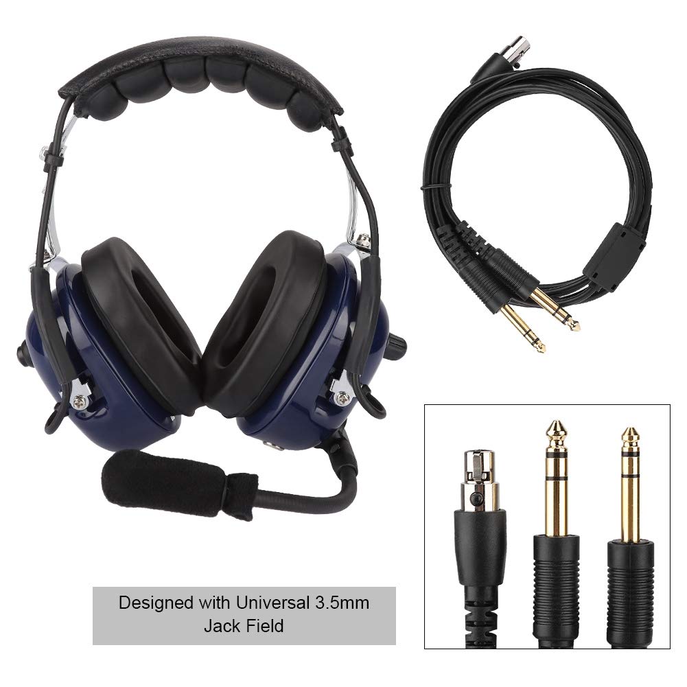 EBTOOLS Aviation Headset with Noise Reduction - Dual Plug 3.5mm Headphones with MP3 Input for Pilots, Gamers & Travelers (Ideal for Flight Training, Gaming & Long Flights)