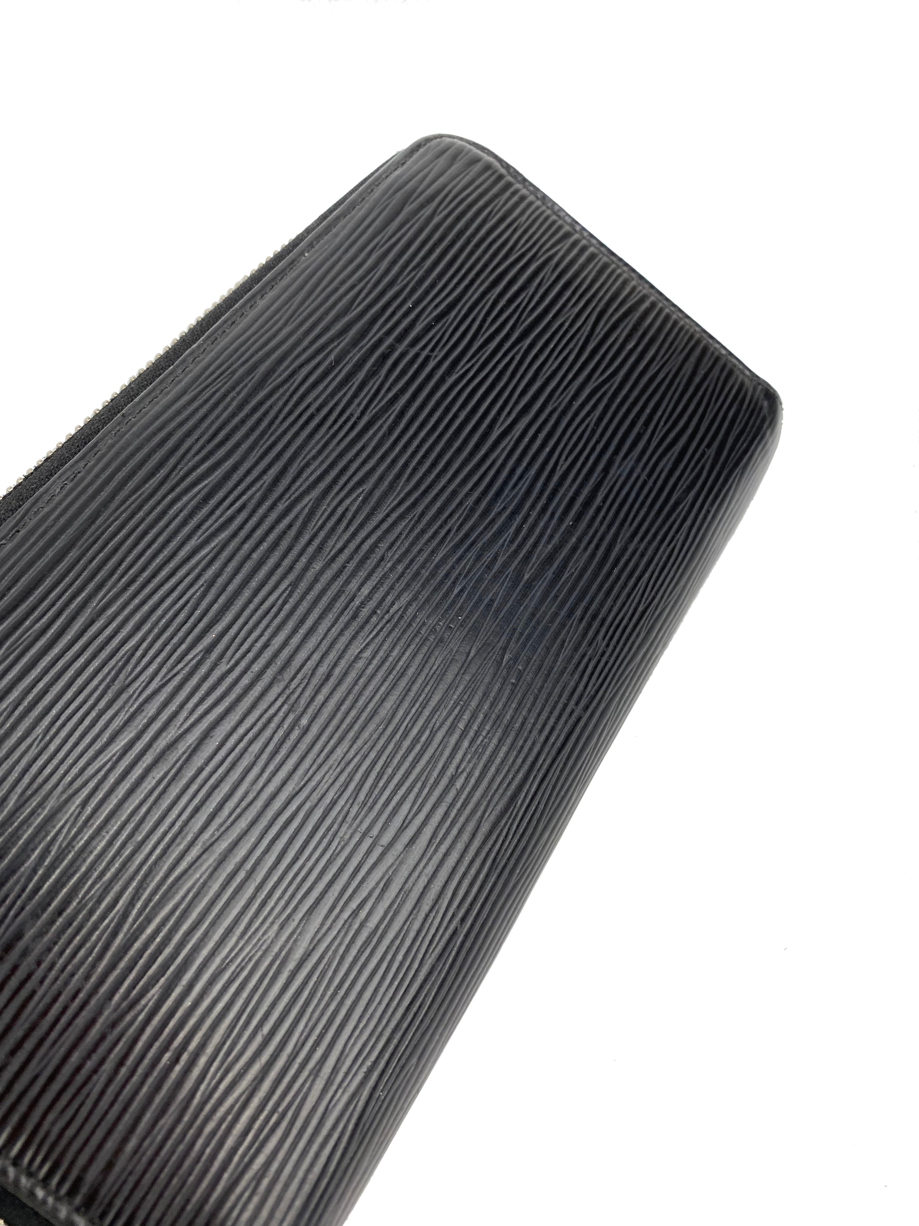 Louis Vuitton Black Epi Leather Zip Wallet for Men - Luxury Slim Bifold Credit Card Holder with RFID Protection | Perfect for Business, Travel & Everyday Use
