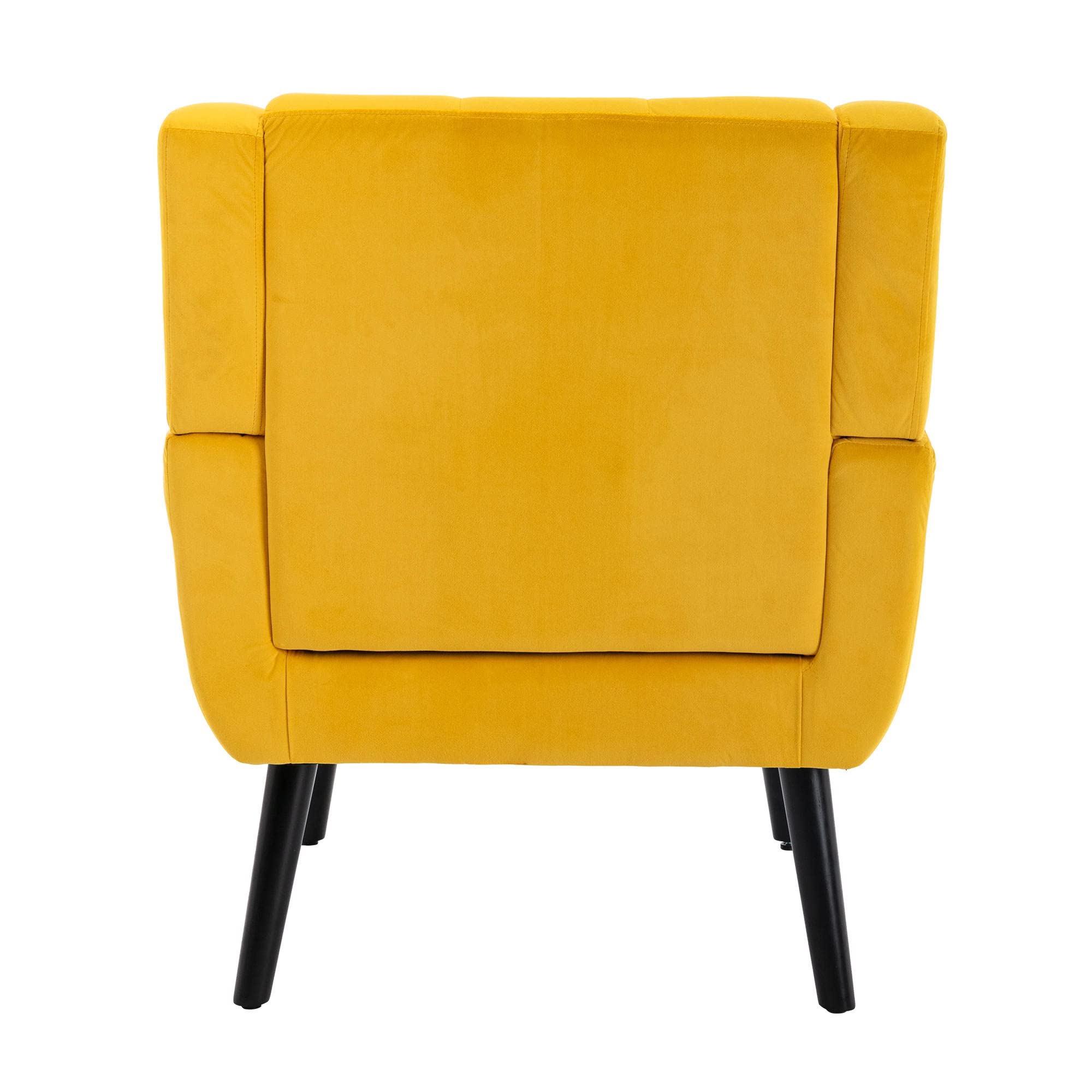 Modern Accent Chair with Black Legs - Upholstered Button Tufted Armchair in Linen Fabric | Ergonomic Living Room & Bedroom Chair | Perfect for Reading Nook, Home Office or Lounge Area (Yellow)