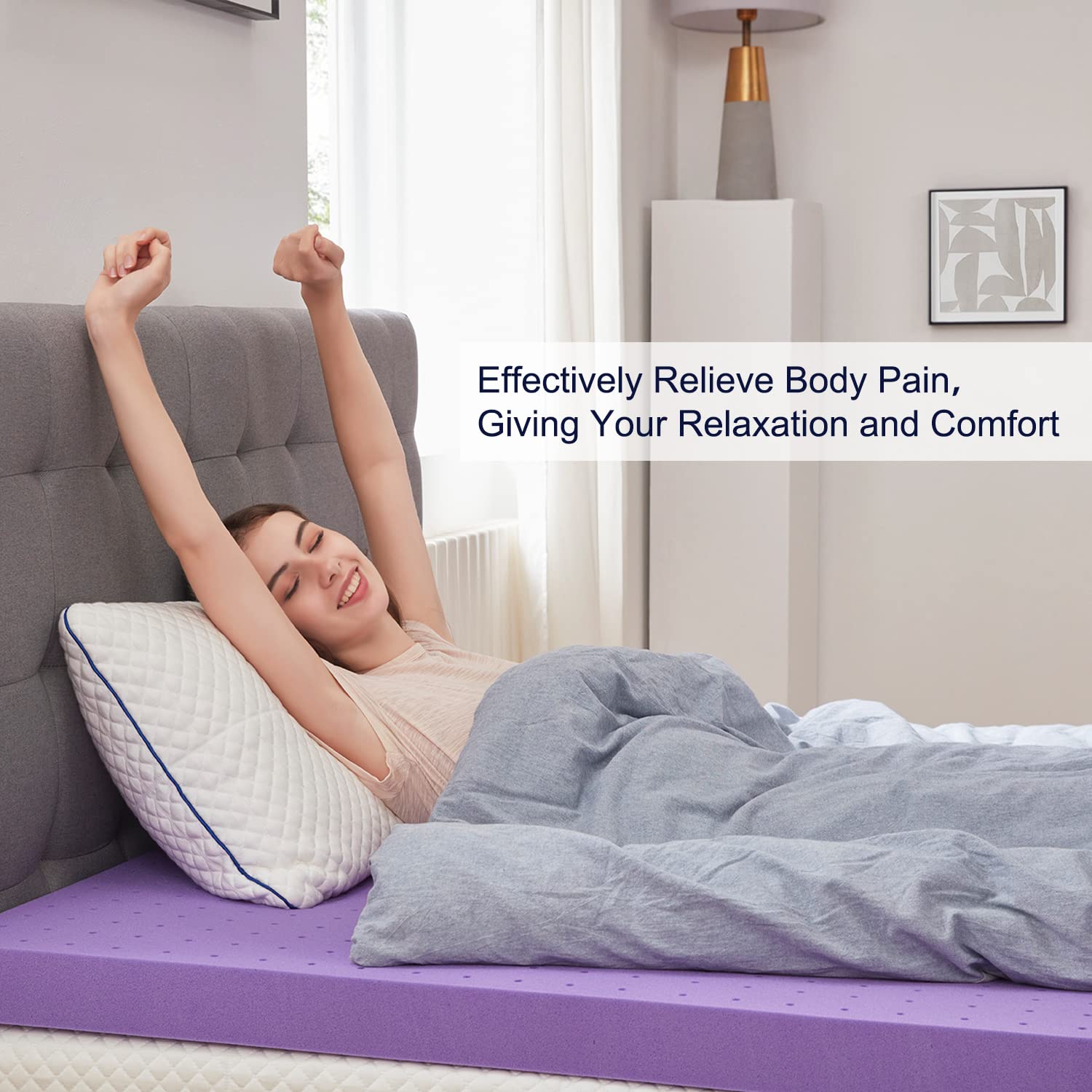 SINWEEK 3 Inch Gel Memory Foam Mattress Topper - Ventilated & Breathable for Pressure Relief - CertiPUR-US Certified California King Size - Perfect for Back Pain Relief & Hot Sleepers