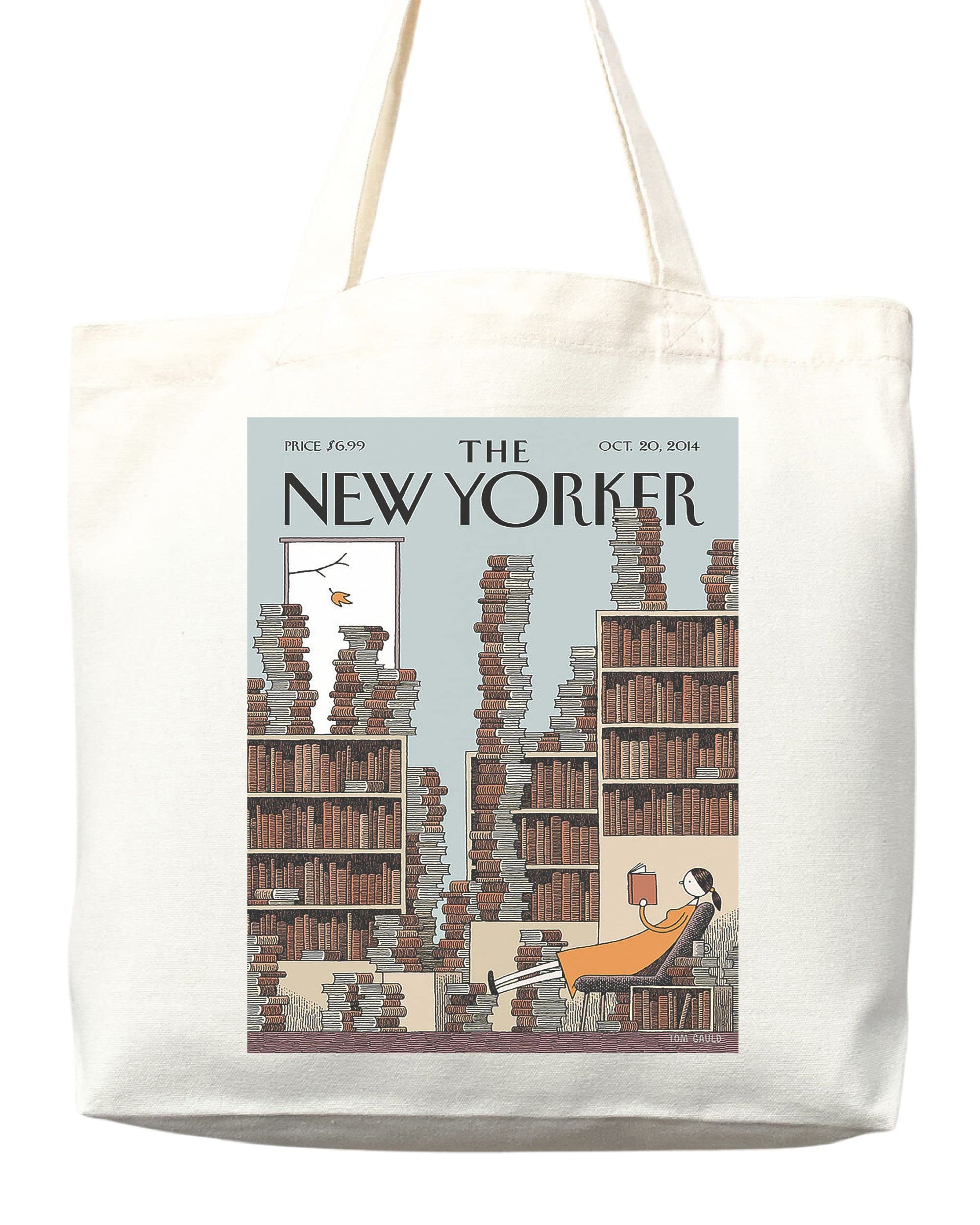 Stylish New Yorker Magazine Tote Bag - Artistic NYC Themed Canvas Shopper for Everyday Use, Work, Grocery Shopping & Beach Trips